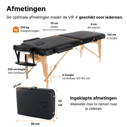 RESTPRO Inklapbare Massagetafel VIP 2 Zwart