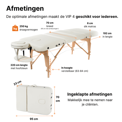 RESTPRO Inklapbare Massagetafel VIP 4 Créme