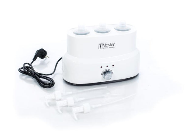 Massageolie verwarmer voor 3 flessen - demassageshop.nl