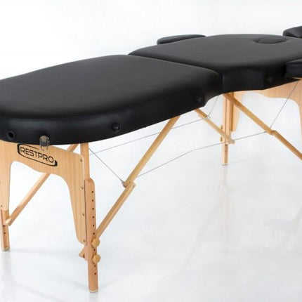 RESTPRO Inklapbare Massagetafel VIP Oval 2 Zwart - demassageshop.nl