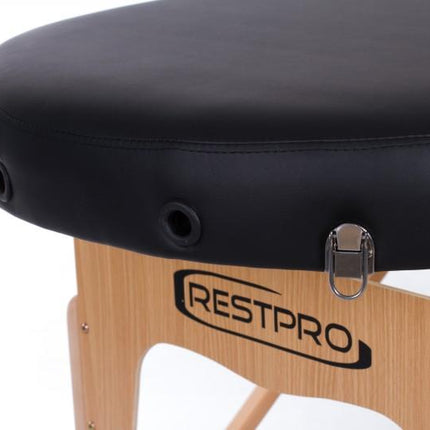 RESTPRO Inklapbare Massagetafel VIP Oval 2 Zwart - demassageshop.nl