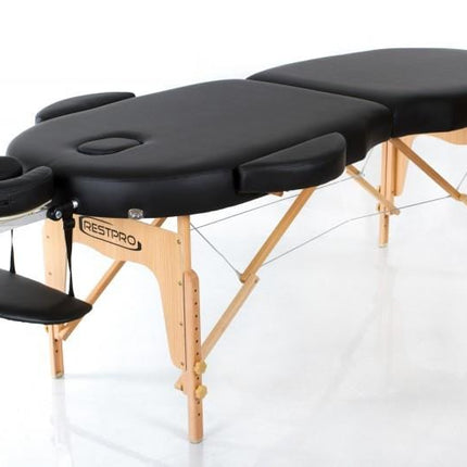 RESTPRO Inklapbare Massagetafel VIP Oval 2 Zwart - demassageshop.nl