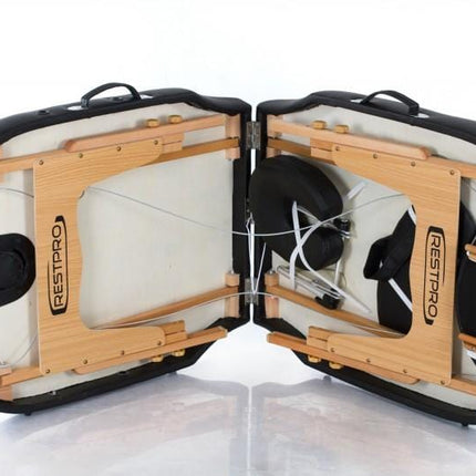 RESTPRO Inklapbare Massagetafel VIP Oval 2 Zwart - demassageshop.nl