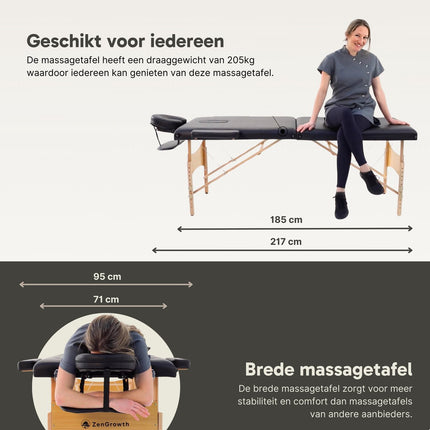 ZenGrowth Inklapbare Massagetafel Economy Flat Zwart