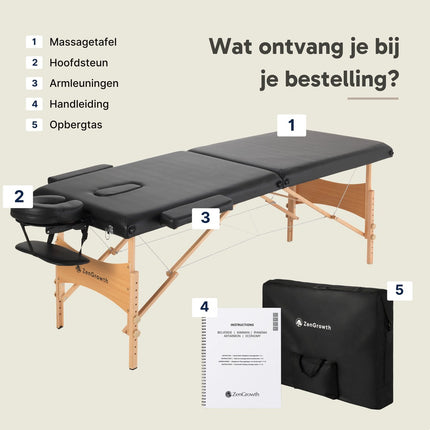 ZenGrowth Inklapbare Massagetafel Economy Flat Zwart