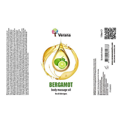 Verana Massageolie Bergamot - 100% Natuurlijk - 1L