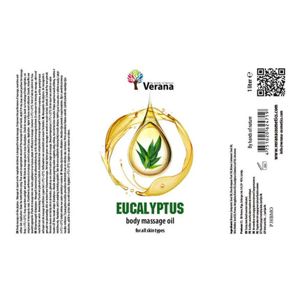 Verana Massageolie Eucalyptus- Antiviraal - 100% Natuurlijk - 1L