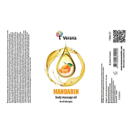 Verana Massageolie Mandarijn - 100% Natuurlijk - 1L