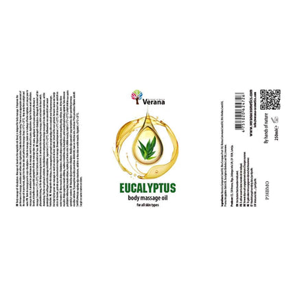 Verana Massageolie Eucalyptus- Antiviraal - 100% Natuurlijk - 250ml