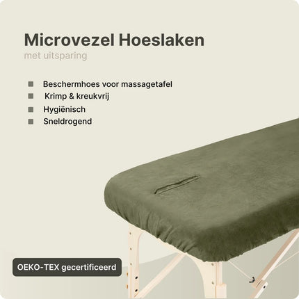 ZenGrowth Microvezel hoeslaken massagetafel met uitsparing - Olijfgroen donker