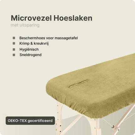 ZenGrowth Microvezel hoeslaken massagetafel met uitsparing - Olijfgroen licht