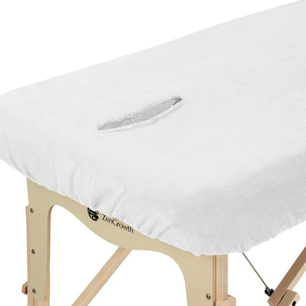 ZenGrowth Microvezel hoeslaken massagetafel met uitsparing wit