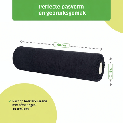 Badstof knierol overtrek - Zwart - 15 x 60 cm