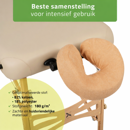 Badstof hoofdsteunhoes voor massagetafel - Beige