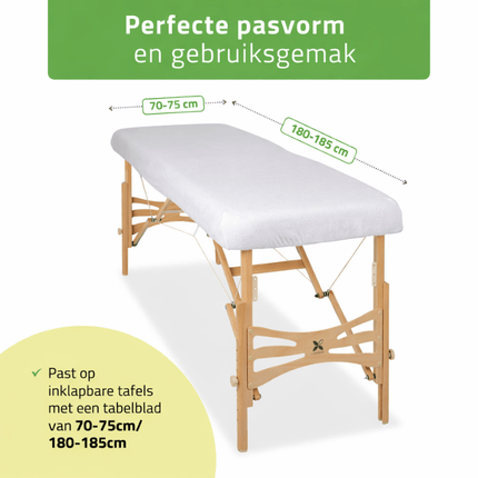 Badstof hoeslaken voor massagetafel  - Wit