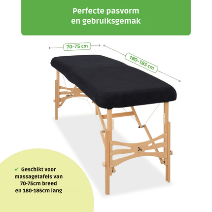 Badstof hoeslaken voor massagetafel  - Zwart