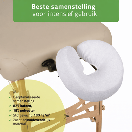 Badstof hoofdsteunhoes voor massagetafel - Wit