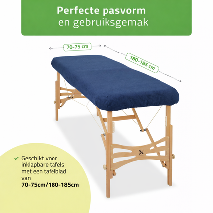 Badstof hoeslaken voor massagetafel  - Navy Blauw