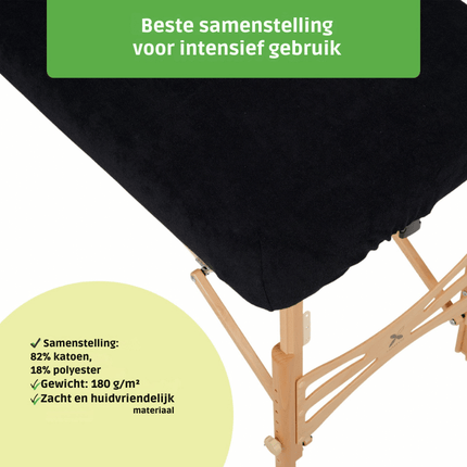 Badstof hoeslaken voor massagetafel  - Zwart