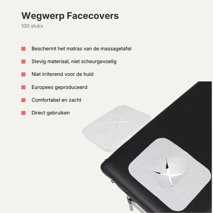 Disposable facecovers met uitsparing massagetafel (100 stuks)