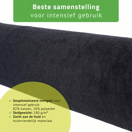 Badstof knierol overtrek - Zwart - 15 x 60 cm