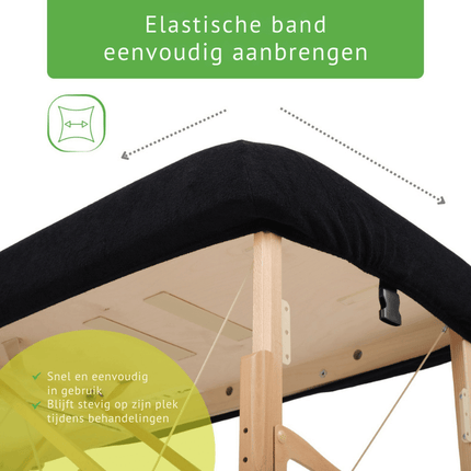 Badstof hoeslaken voor massagetafel  - Zwart