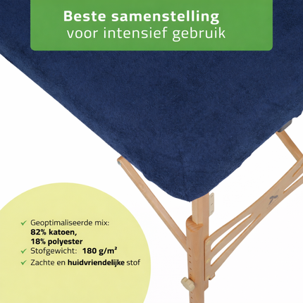 Badstof hoeslaken voor massagetafel  - Navy Blauw