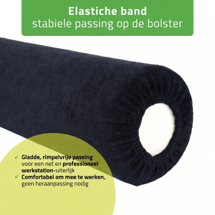 Badstof knierol overtrek - Zwart - 15 x 60 cm