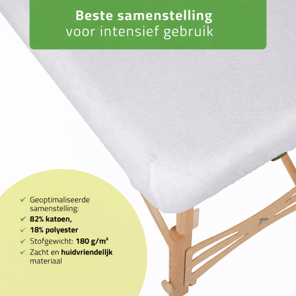 Badstof hoeslaken voor massagetafel  - Wit