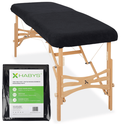 Badstof hoeslaken voor massagetafel  - Zwart