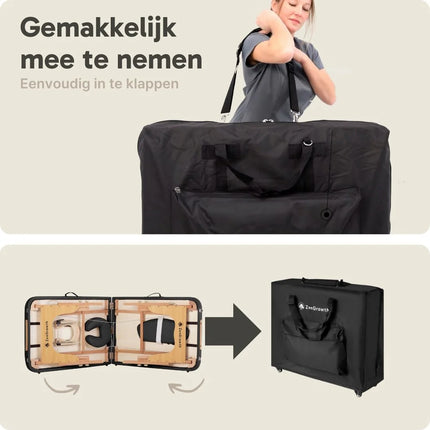 ZenGrowth Inklapbare Massagetafel Gavia Zwart