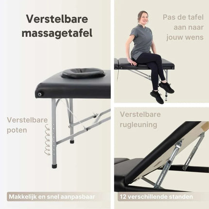 ZenGrowth Inklapbare Massagetafel Athlete Zwart
