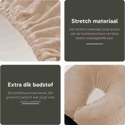 Badstof hoofdsteunhoes massagetafel - Lichtbruin