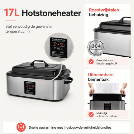 Hotstone Heater Pan 17 Liter met Display