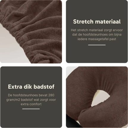 Badstof hoofdsteunhoes massagetafel - Chocoladebruin
