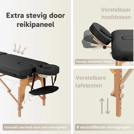ZenGrowth Inklapbare Massagetafel Gavia Zwart