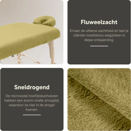 ZenGrowth Microvezel Hoeslakenset Massagetafel Olijfgroen licht