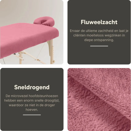 ZenGrowth Microvezel Hoeslakenset Massagetafel Roze