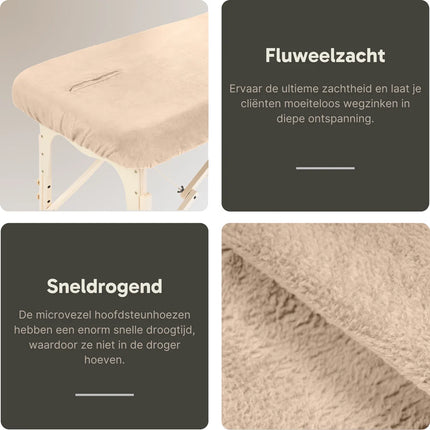 ZenGrowth Microvezel hoeslaken massagetafel met uitsparing - Zandbeige