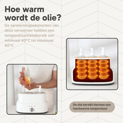 Massageolieverwarmer voor 3 flessen