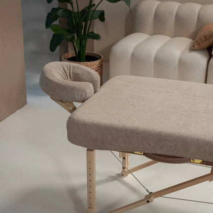 Badstof Hoeslaken Massagetafel met Uitsparing Lichtbruin