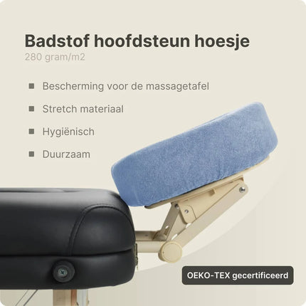 Badstof hoofdsteunhoes massagetafel - Lichtblauw