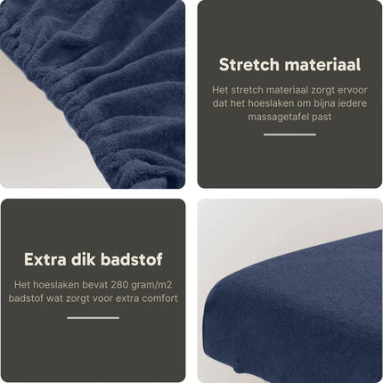 Badstof Hoeslaken Massagetafel Marineblauw