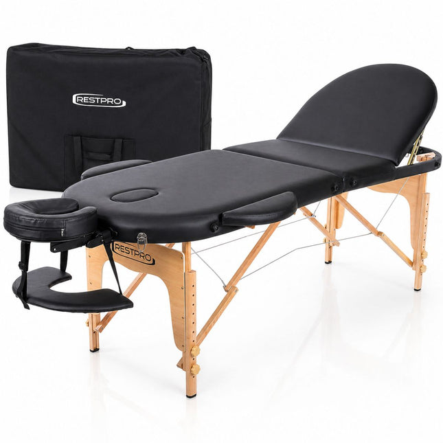 RESTPRO Inklap massagetafel Classic Oval 3 Zwart