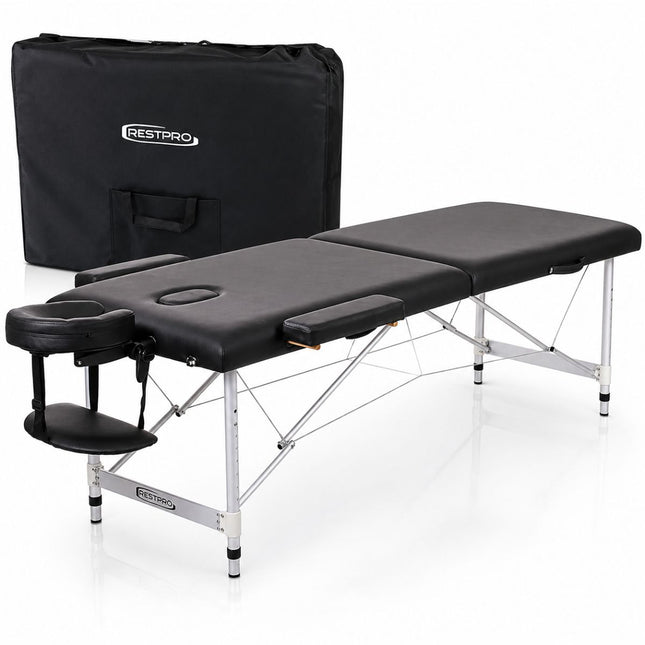 RESTPRO Inklapbare Massagetafel Aluminium 2 Zwart