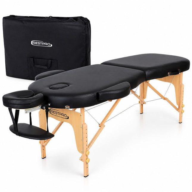 RESTPRO Inklapbare Massagetafel VIP Oval 2 Zwart