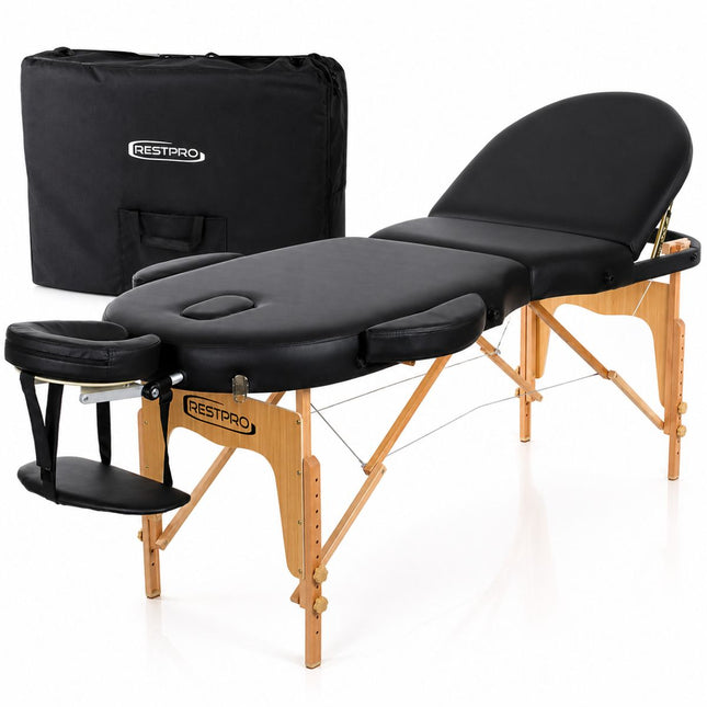RESTPRO Inklapbare Massagetafel VIP Oval 3 Zwart