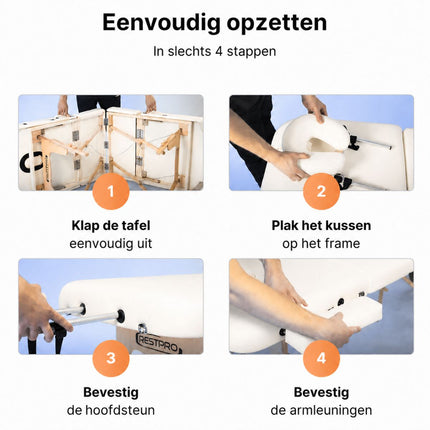 RESTPRO Inklapbare Massagetafel VIP 4 Créme