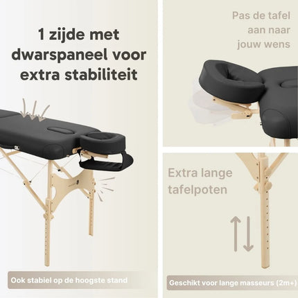 ZenGrowth Inklapbare Massagetafel Belverde Zwart 71 cm