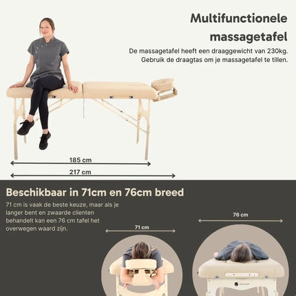 ZenGrowth Inklapbare Massagetafel Belverde Beige 76 cm